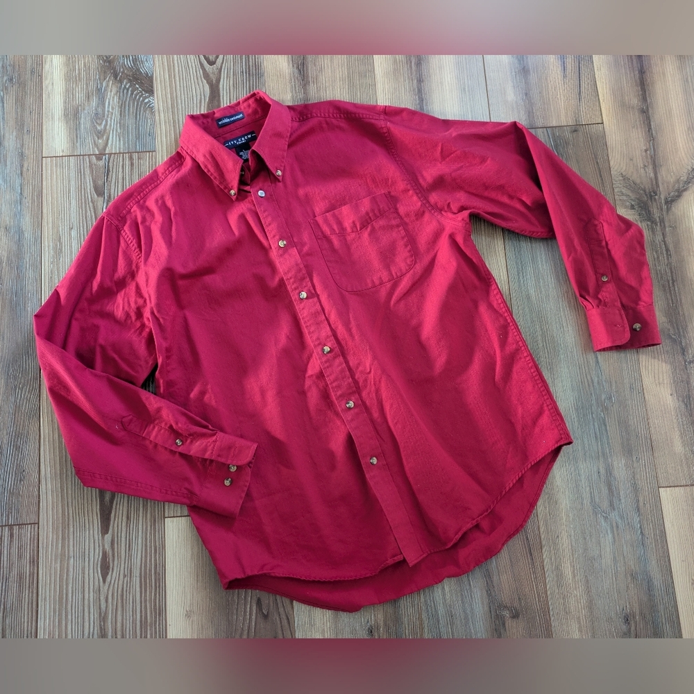 Red Ivy Crew Classics Long Sleeve Collared Button Down Dress Shirt Large